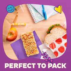 Annie's Birthday Cake Crispy Snack Bars in lunchbox ready for school snacks.