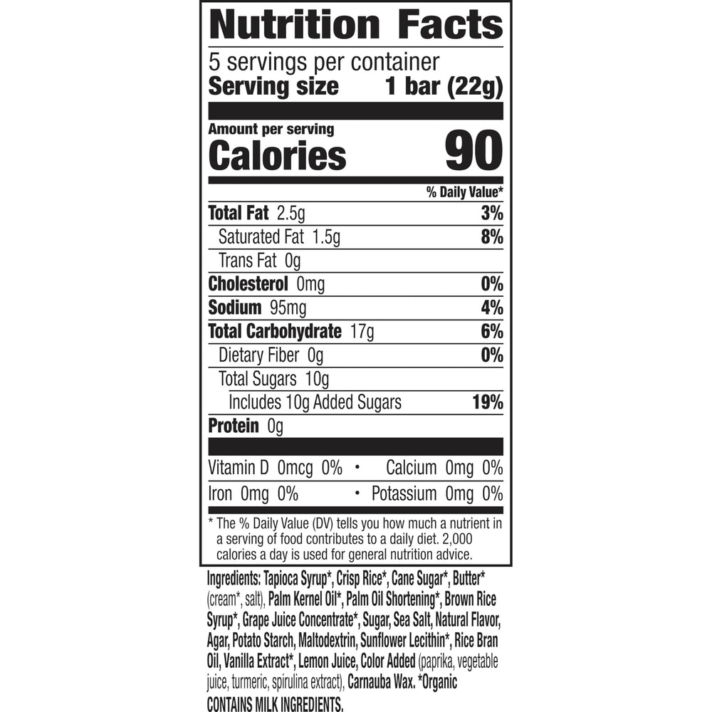 Annie's Birthday Cake Crispy Snack Bars pack highlights five bars for lunchbox snacking.