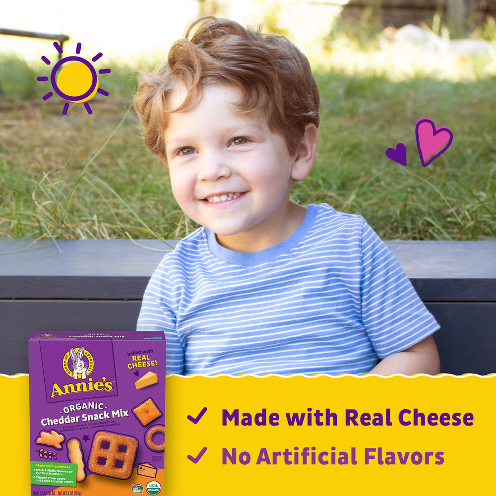 Annie's cheddar-seasoned crackers deliver real cheese flavor.
