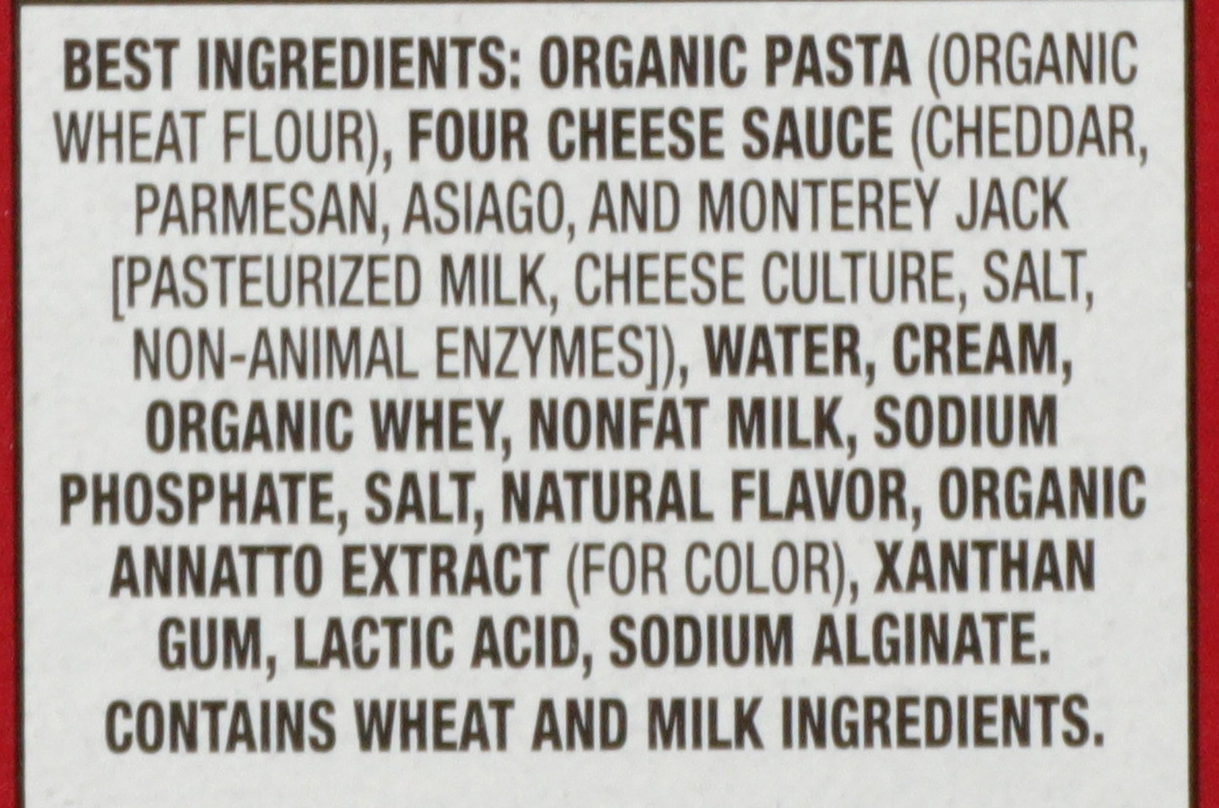 Close-up of organic shells from Annie's Deluxe Mac and Cheese