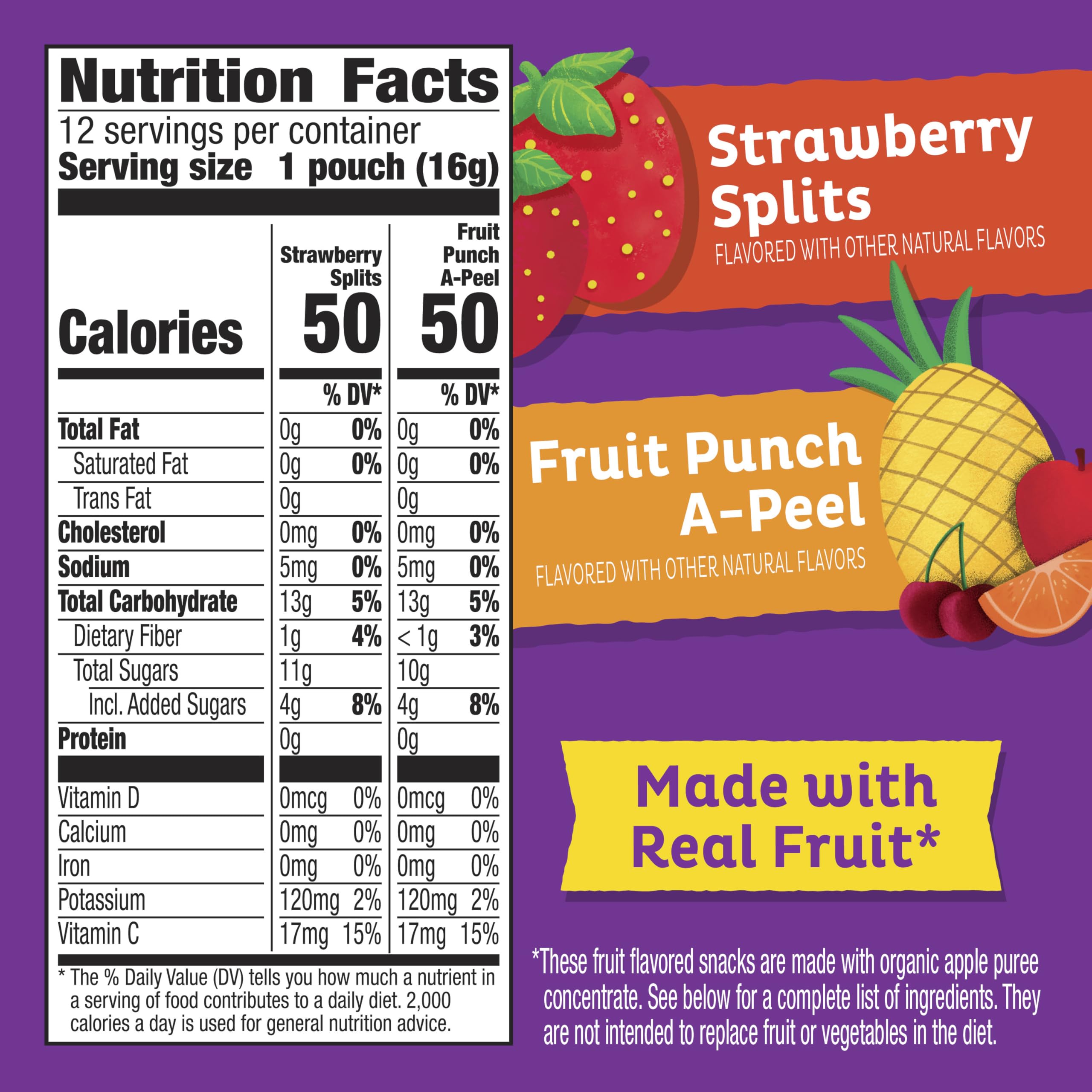 Annie's Peel-A-Parts fruit punch strips in bright colors for on-the-go bites.