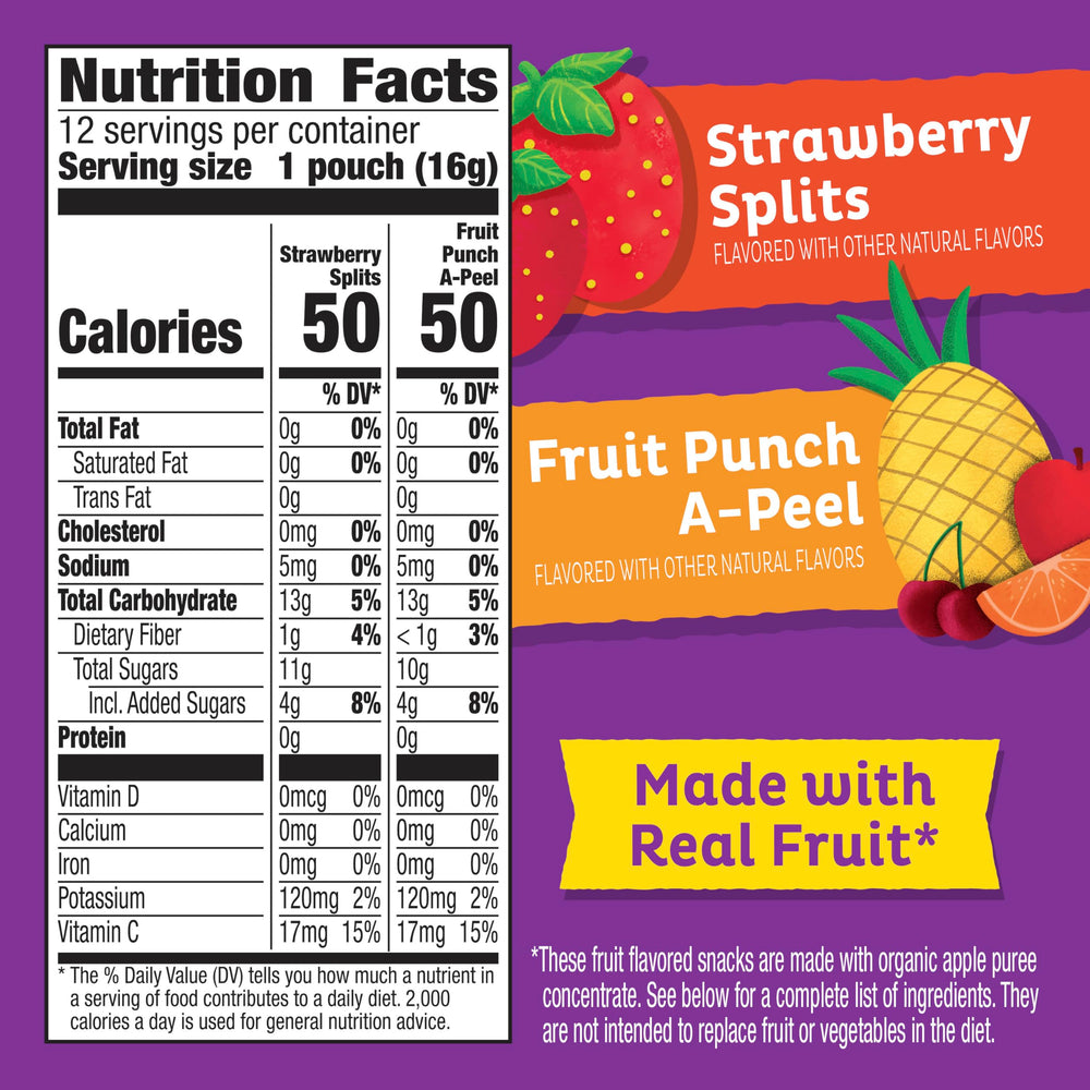 Annie's Peel-A-Parts fruit punch strips in bright colors for on-the-go bites.