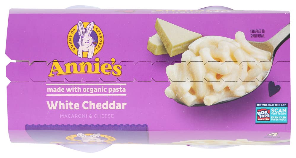 Family dinner setup with Annie's Homegrown Mac and Cheese White Cheddar 4-pack