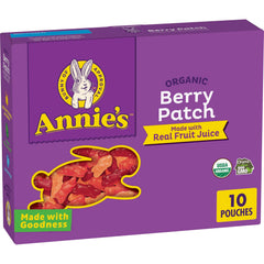 Annie's Berry Patch Bunny gummies box, vegan and gluten-free for on-the-go snacking