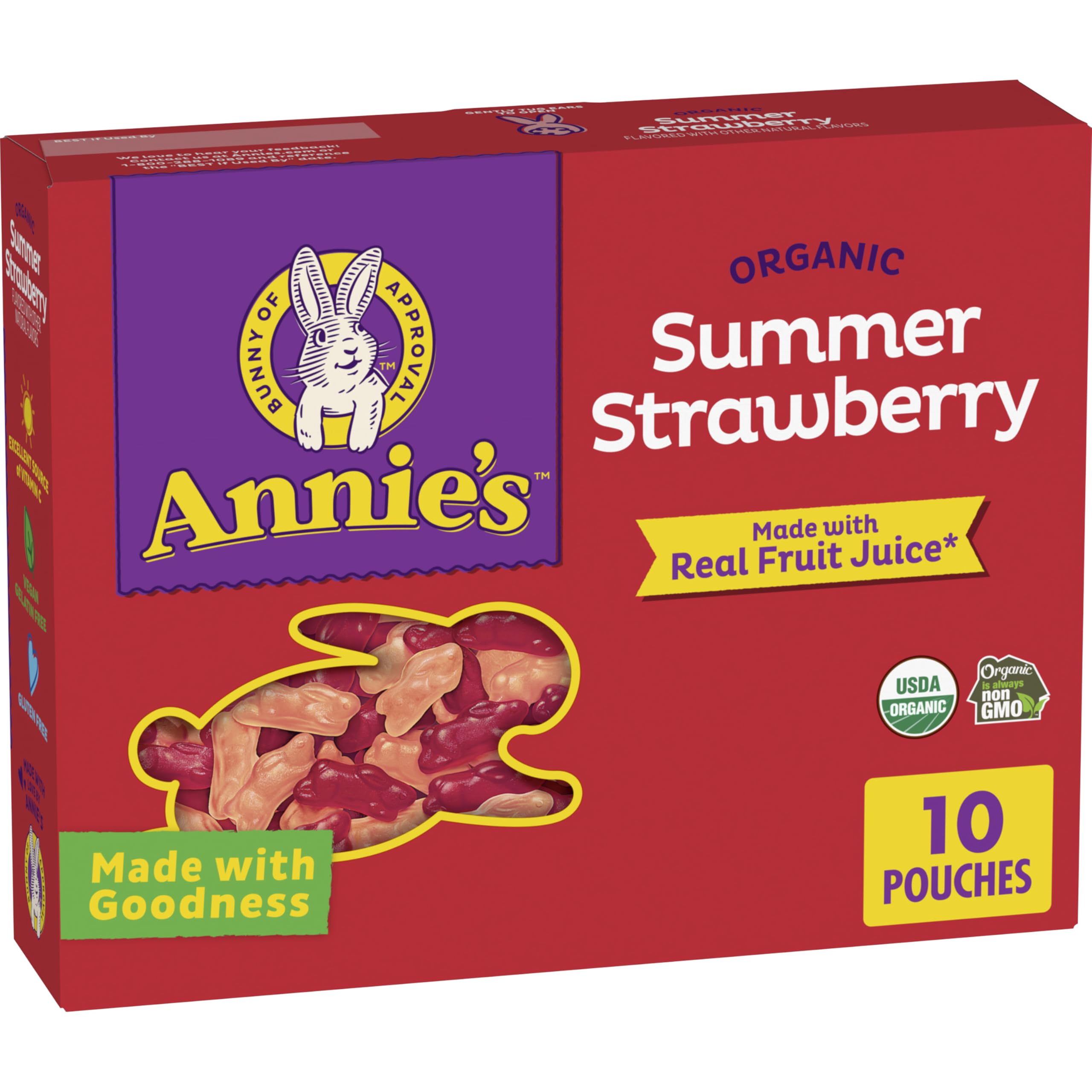 Annie's Organic Bunny Summer Strawberry snacks in a box for easy lunchbox moments