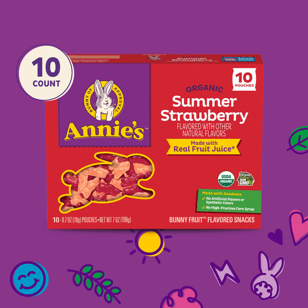 Kids enjoying snacks during sports practice, Annie's strawberry flavor