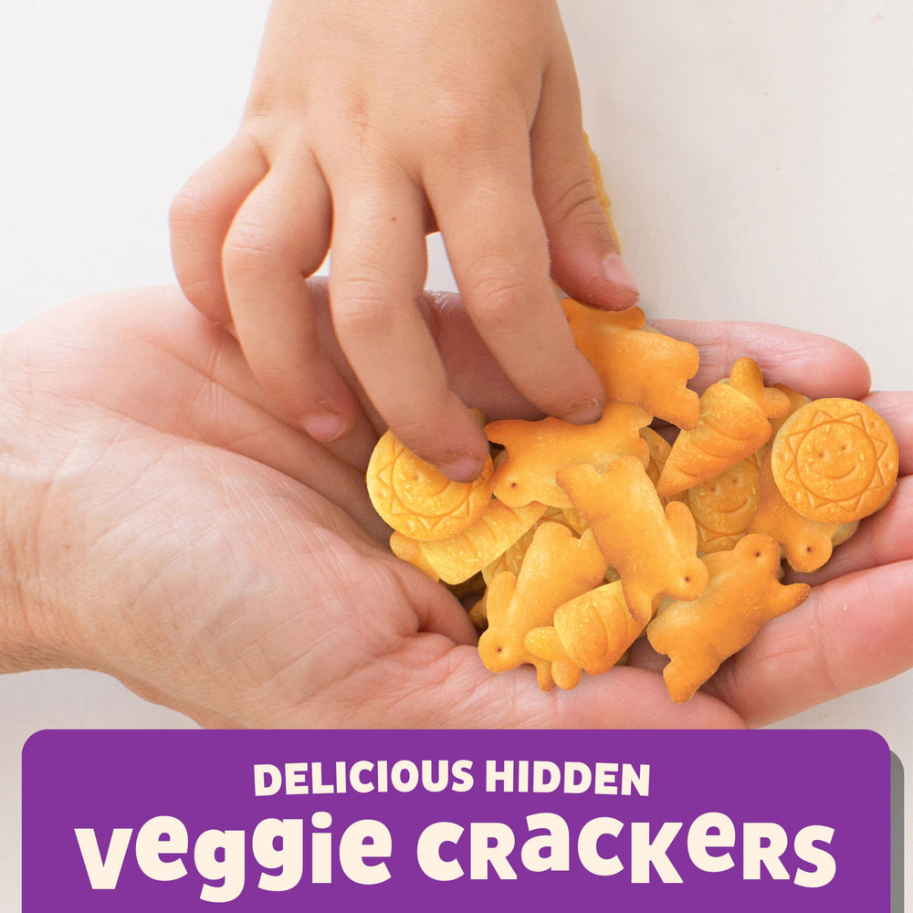 Lunchbox scene featuring Annie's Hidden Veggies crackers for easy, tasty bites.