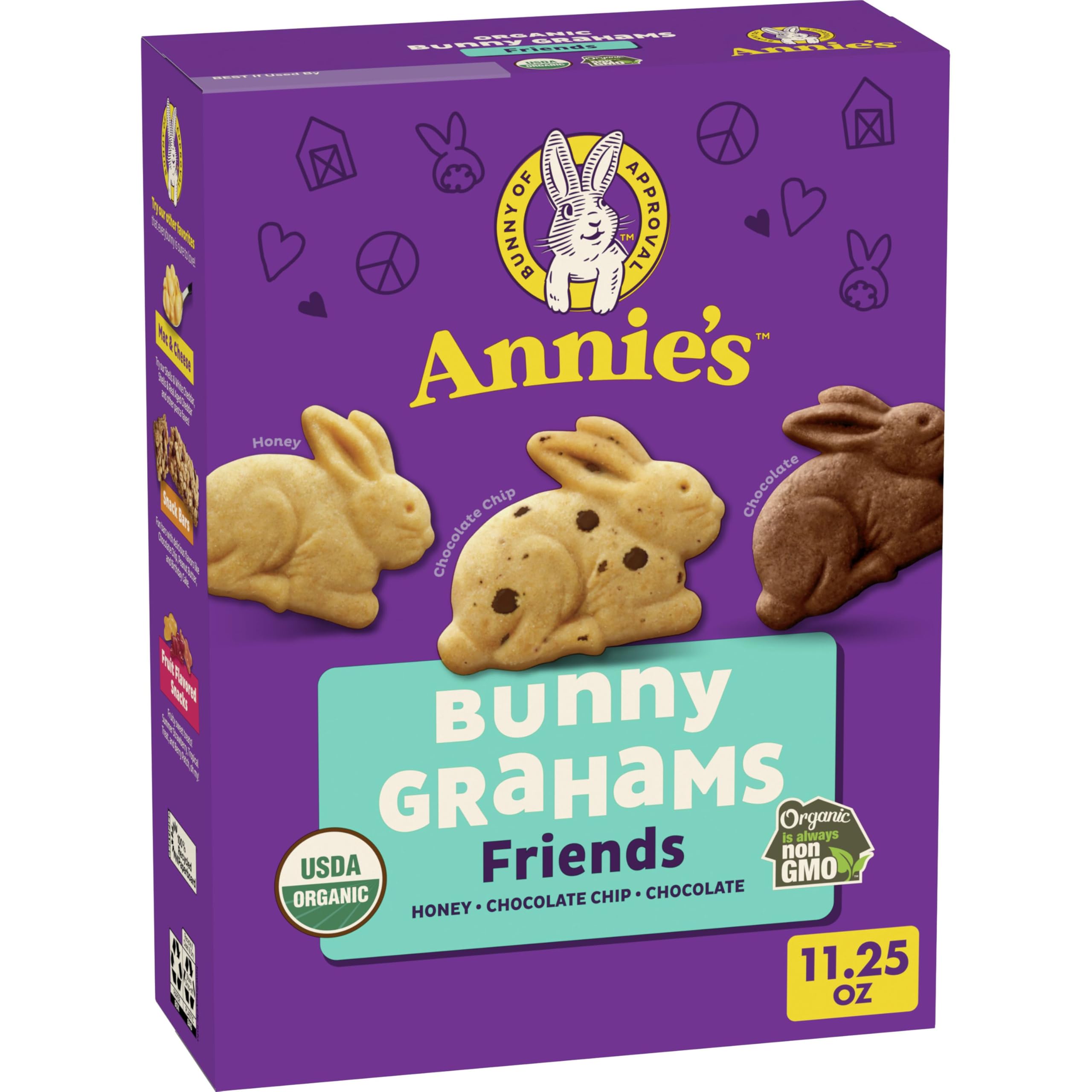 Annie's Bunny Grahams chocolate chip box front for lunchboxes