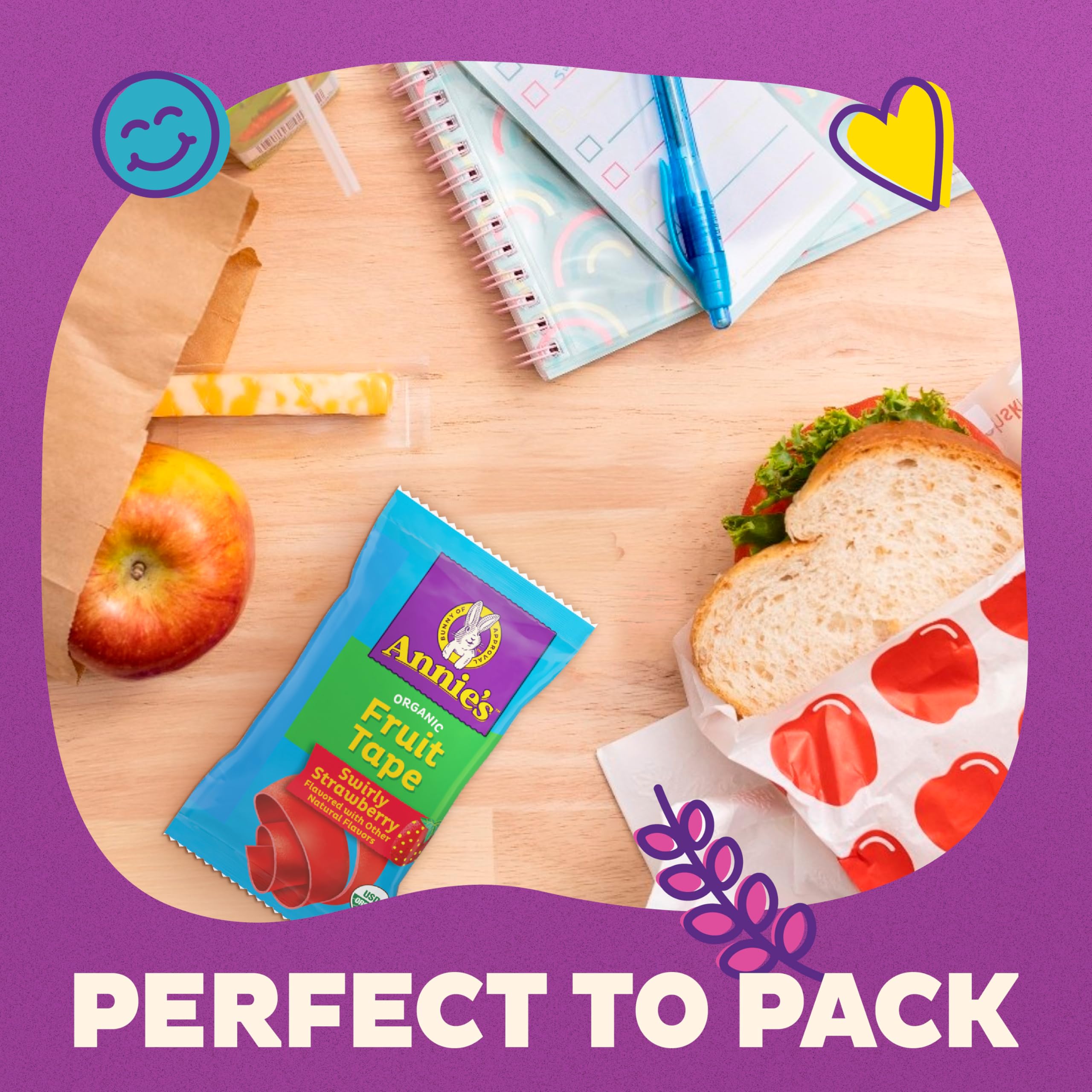 Twisting Swirly Strawberry tape inspires playful lunchtime moments.