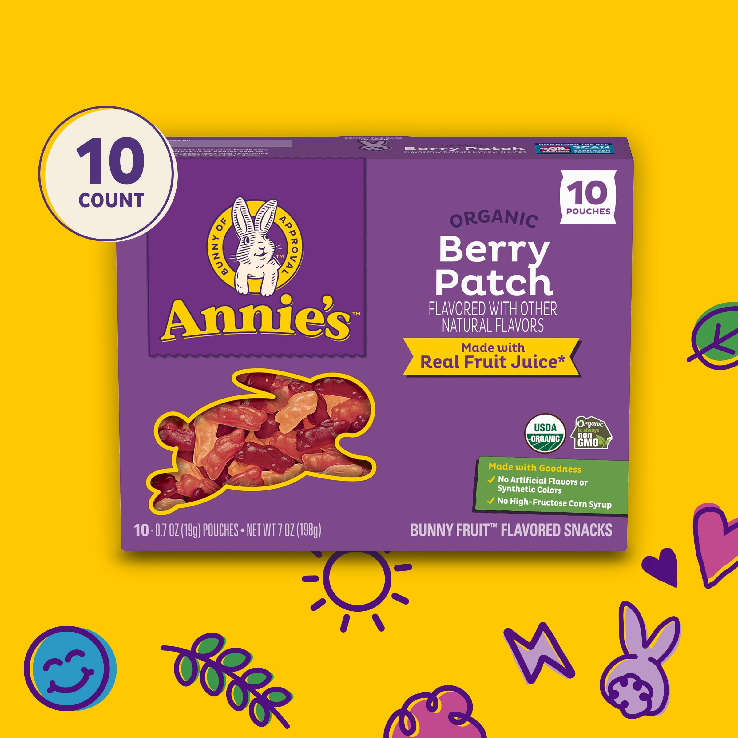Organic Berry Patch snacks made with real fruit juice and pear concentrate