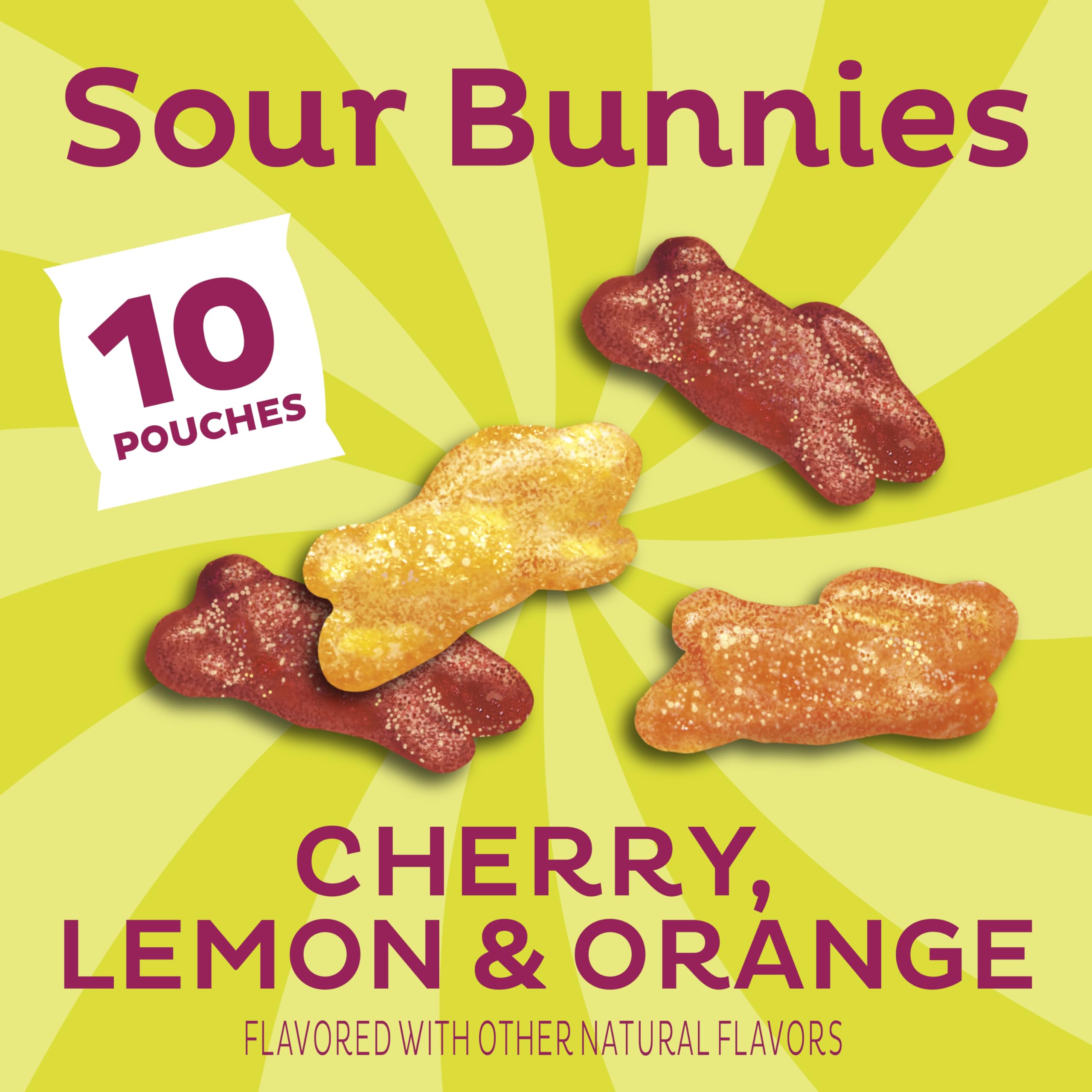 Annie s Sour Bunnies bunny shaped snacks shown as gummies