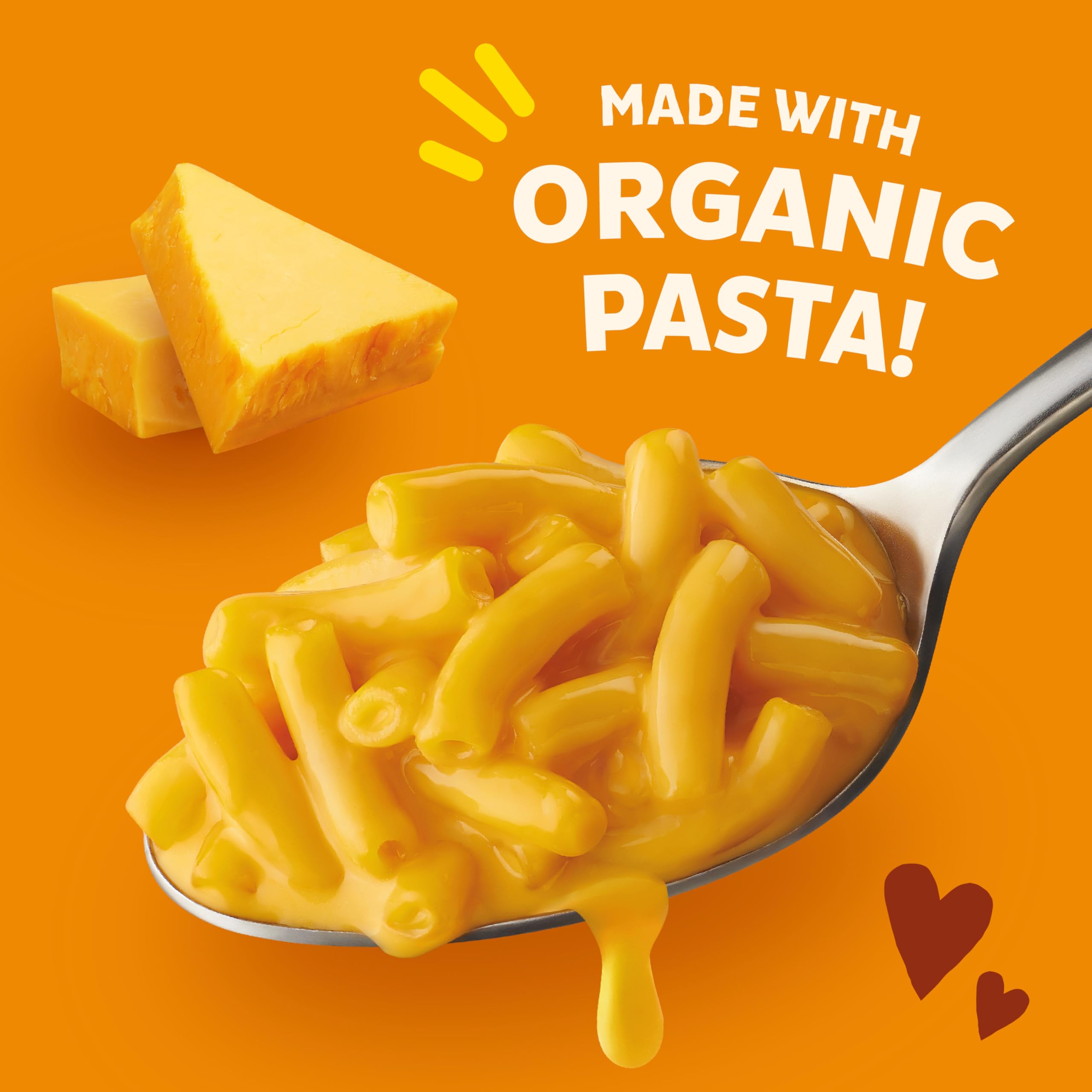 Organic pasta strands in Annie's Super! Mac cup, a comforting quick bite.