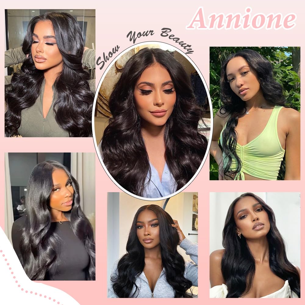 Annione Brazilian virgin hair 13x6 lace front detail with soft texture.