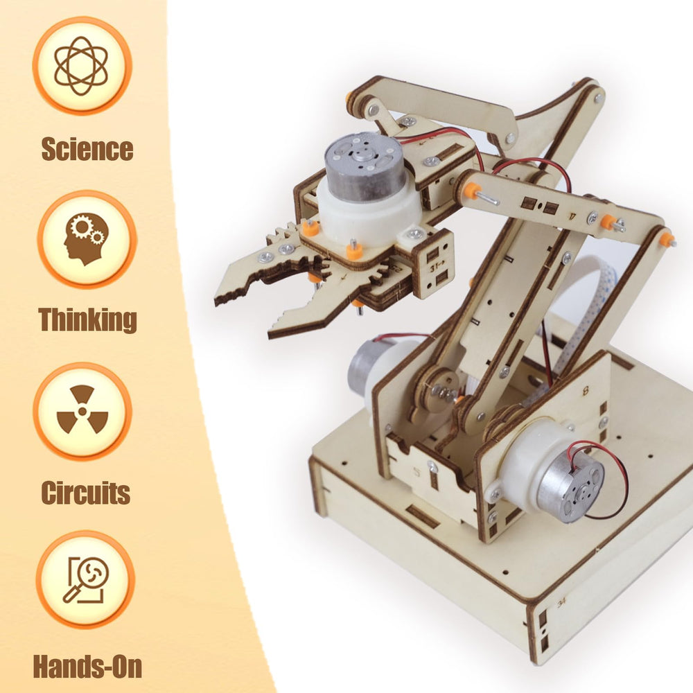ANNISOKA Robot Arm Kit wooden pieces enable precise assembly and problem-solving.