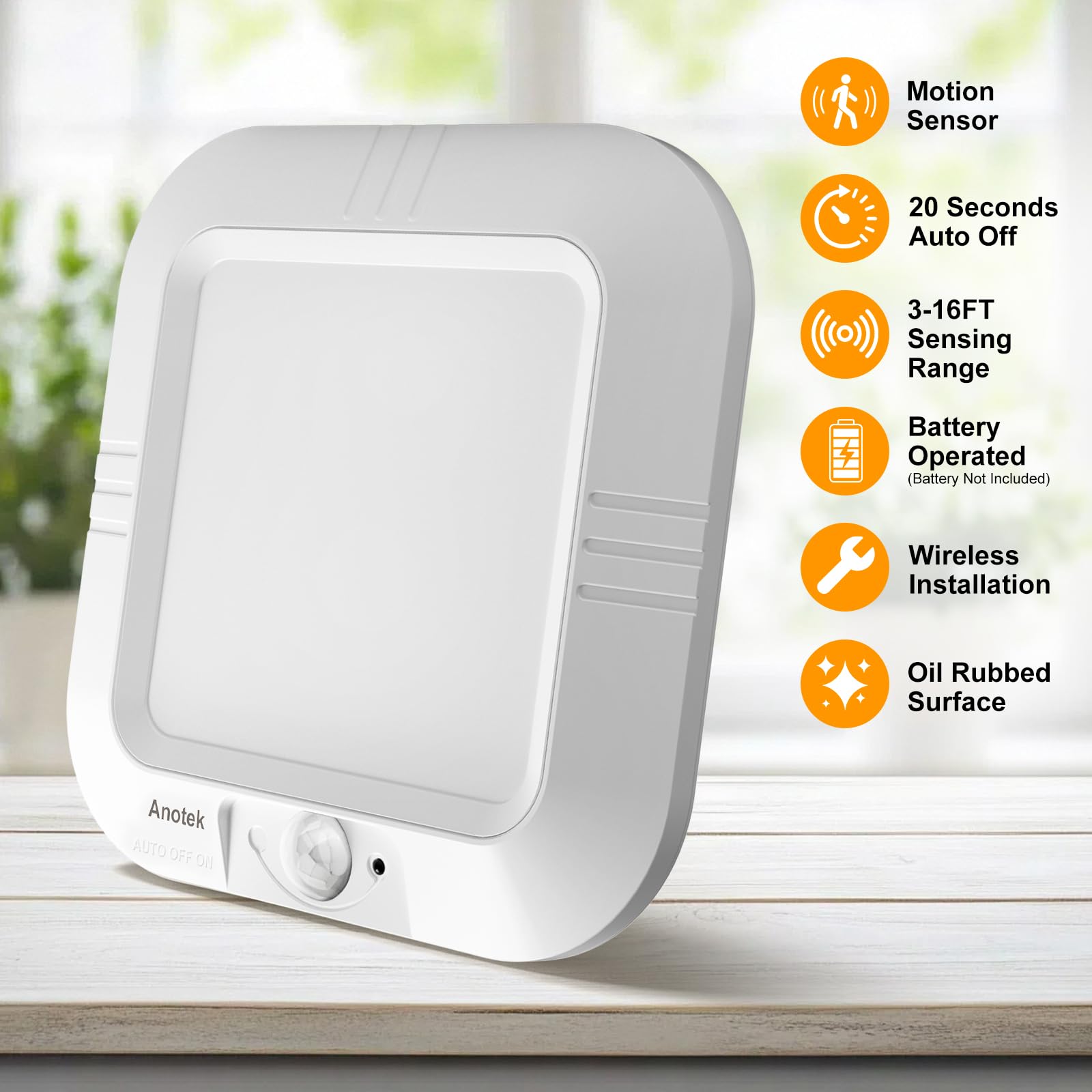 ANOTEK 180 lumens output ideal for closets, stairs, and shelves