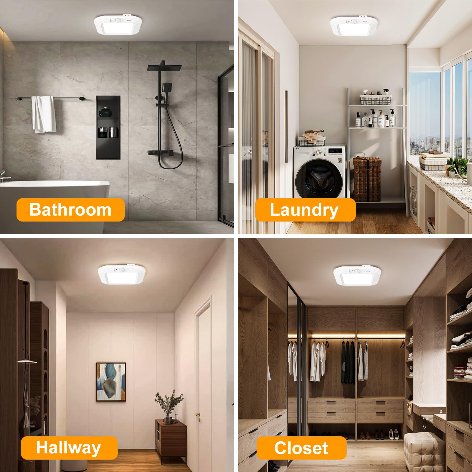 ANOTEK motion-sensor ceiling light activates automatically in dim spaces
