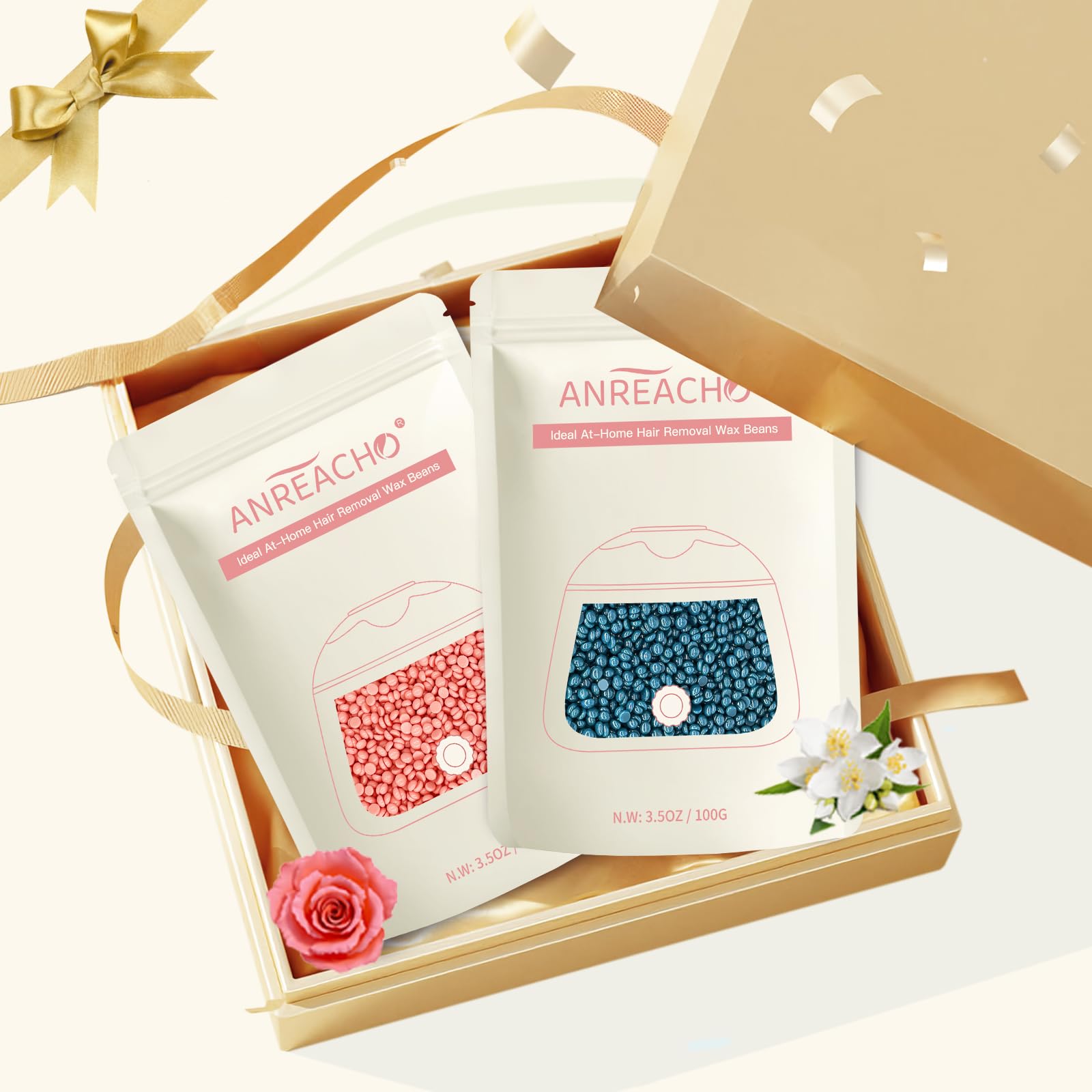ANREACHO versatile wax beads for face, arms, legs at home.