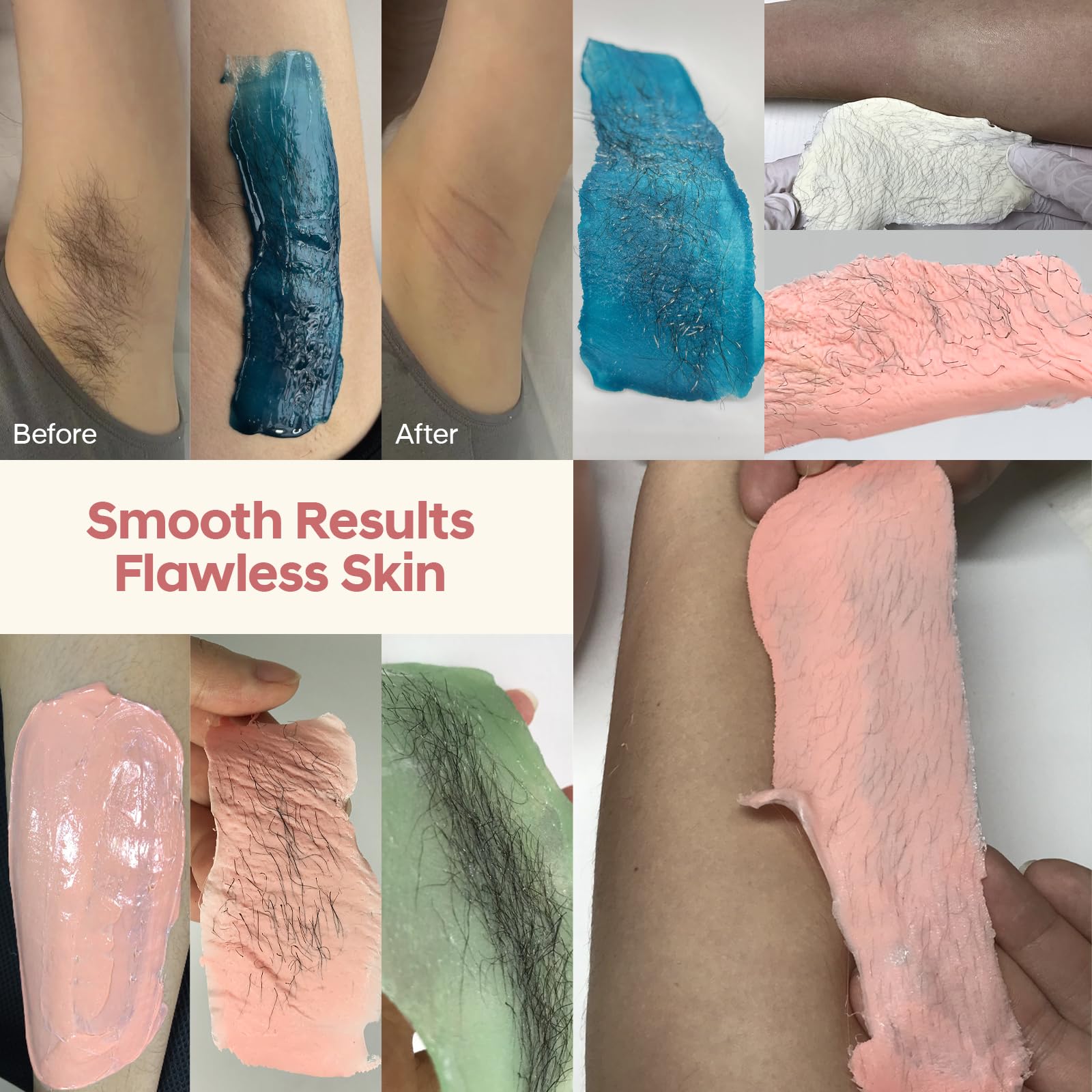 ANREACHO no-sticky residue wax beads ensure clean post-wax skin.