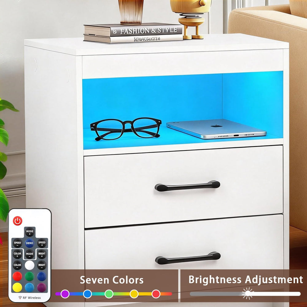 Ansefe nightstand keeps cords tidy and surfaces stylish in any room