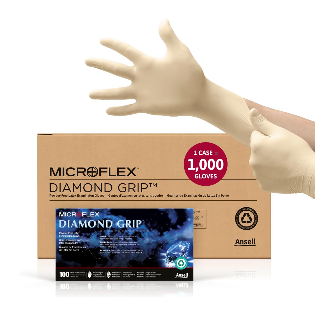 Ansell Microflex Diamond Grip MF-300 palm close-up showing textured grip for oily parts