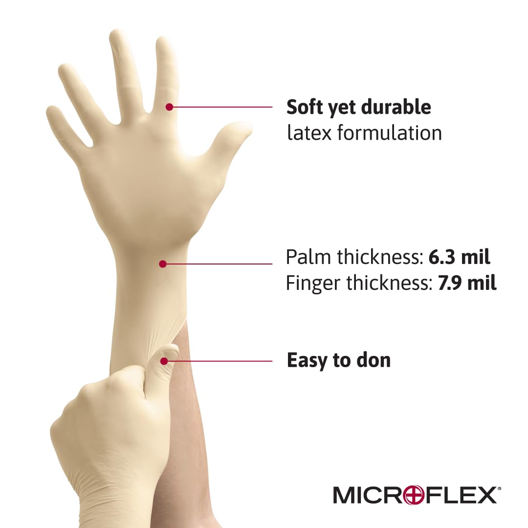 Ansell MICROFLEX Diamond Grip MF-300 gloves with thicker finger areas for enhanced protection during machinery work.