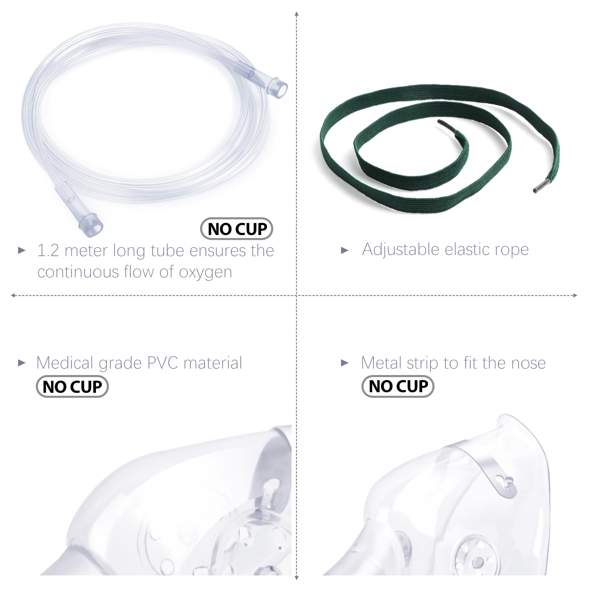 ANSNF oxygen mask side view; lightweight and adjustable for a secure seal.