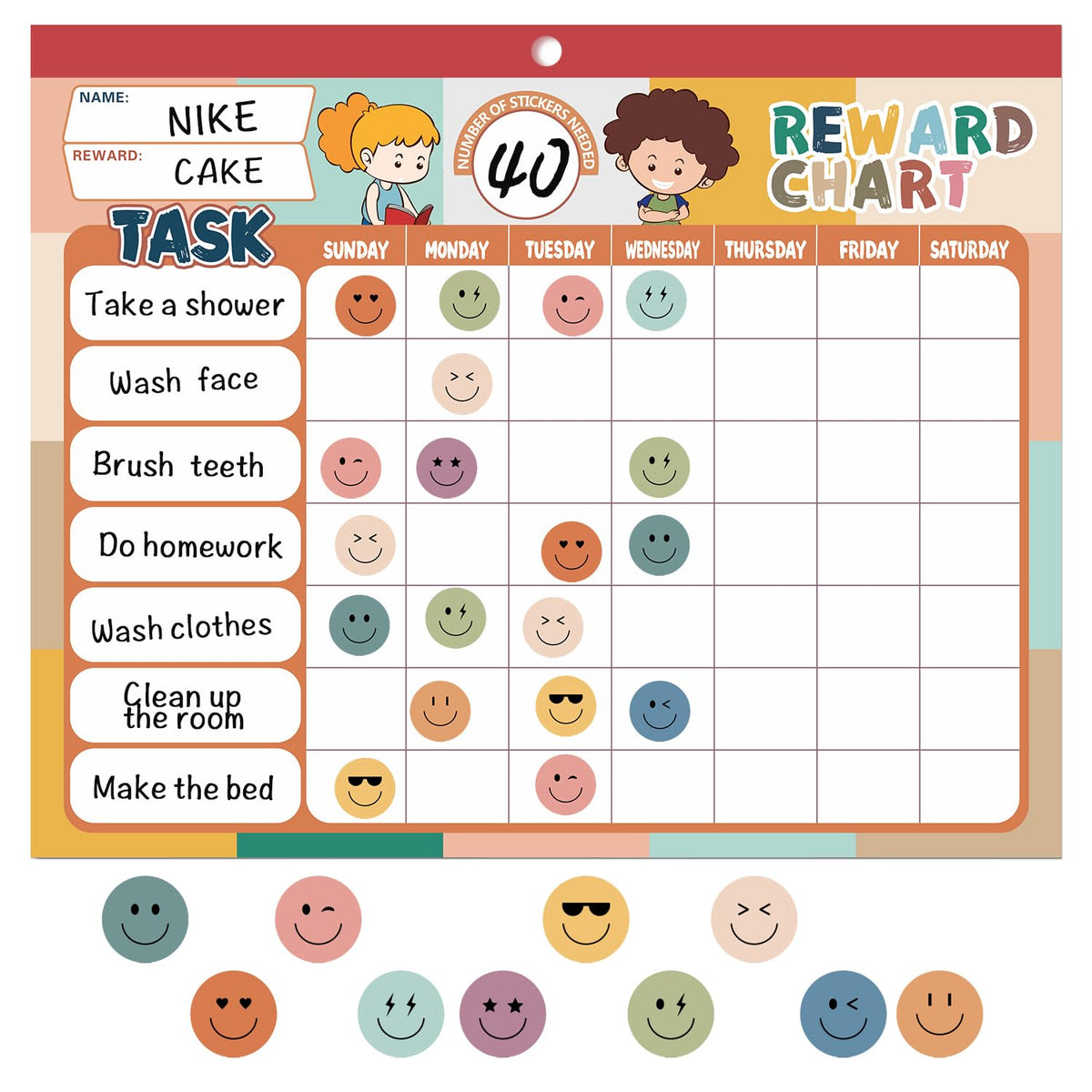 ANSTROUT Boho 32-Chore Chart pad helps organize daily tasks and routines.