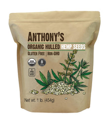 Anthony's Organic Hulled Hemp Seeds pack shot, a versatile pantry staple.