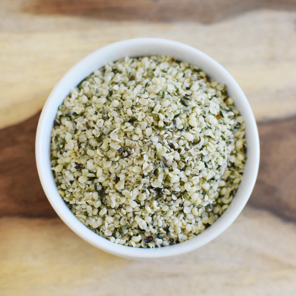 Anthony's Organic Hulled Hemp Seeds mixed into baked goods for texture and nutrition.