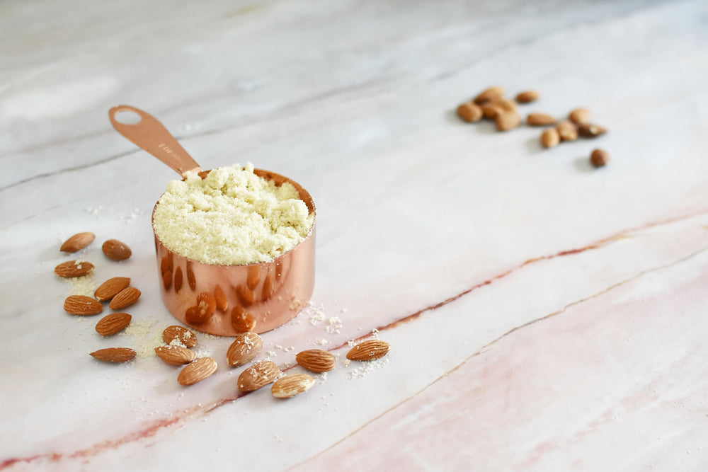 Anthony's Blanched Almond Flour on a baking sheet prepares for versatile recipes.