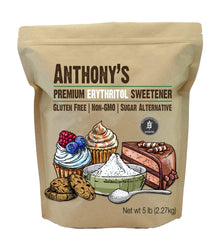 Anthony's Erythritol granules in a bag close-up, dissolves like sugar for baking