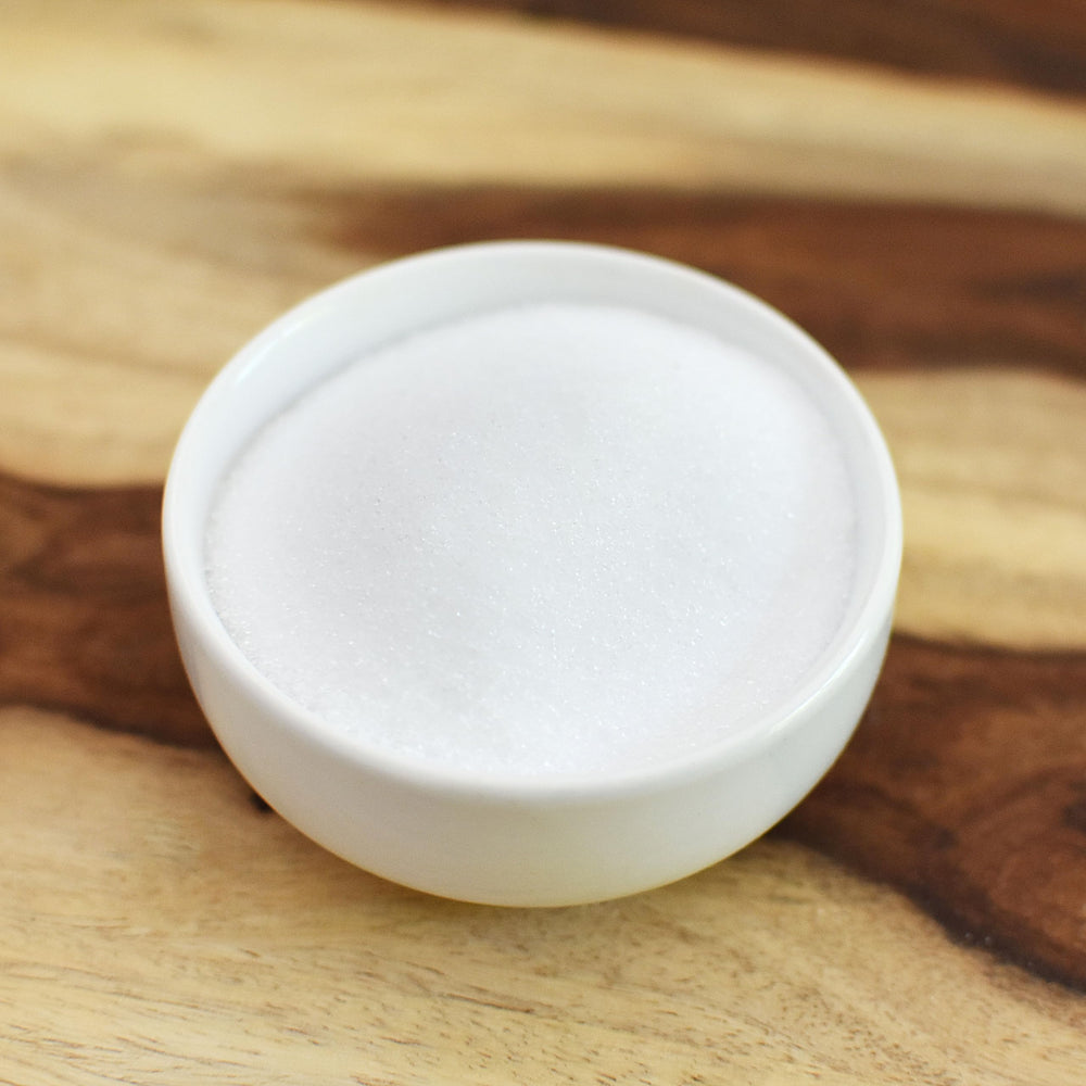 Anthony's Erythritol granules in a glass jar setup for everyday use