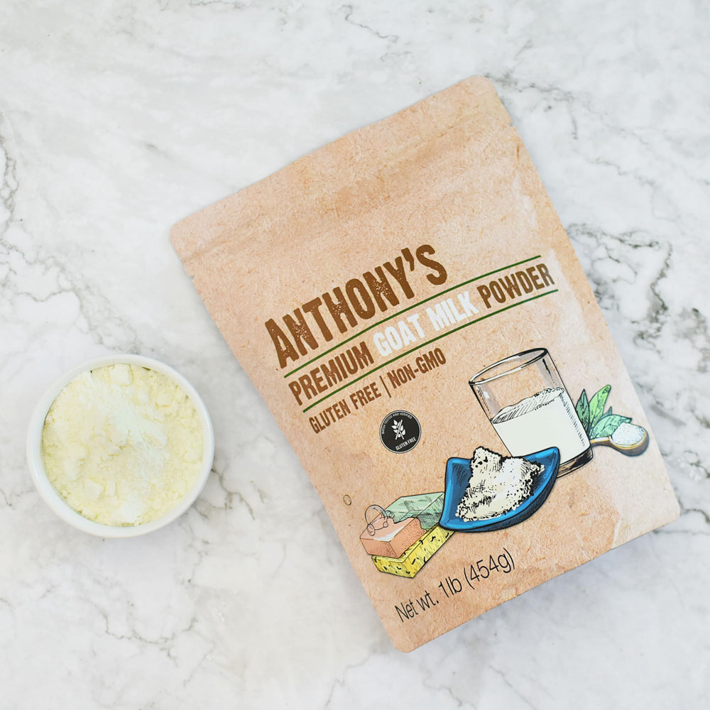 Anthony's goat milk powder packaging illustration shows easy storage