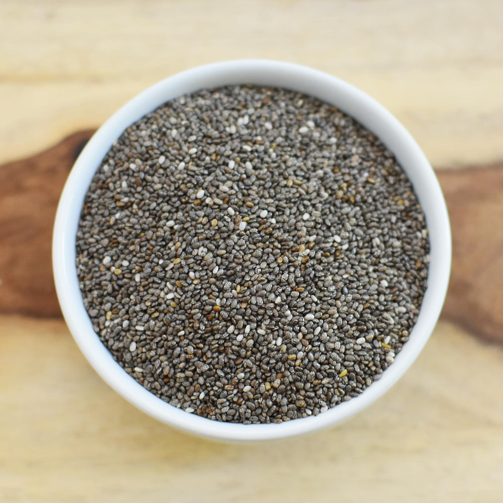 Anthony's Organic Chia Seeds pouring into cup for quick chia gel