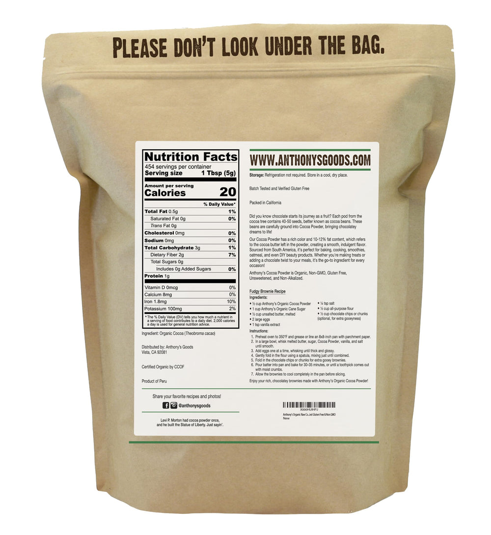 Anthony's Organic Cocoa Powder scoop with powder ideal for baking and smoothies