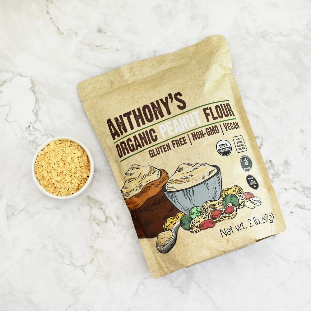 Anthony's Organic Peanut Flour gluten-free label communicates quality and safety.