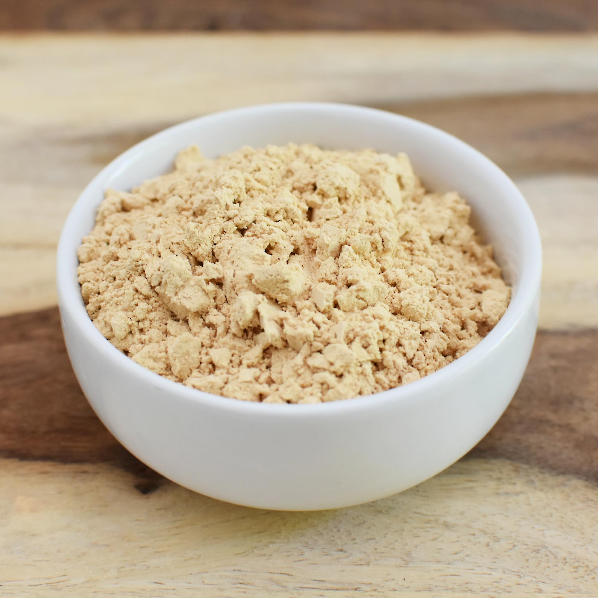 Anthony's Organic Peanut Flour packaging close-up emphasizes freshness and clear ingredients.