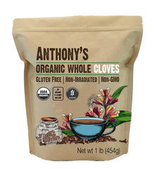 Anthony's Organic Whole Cloves bottle showing premium spice for blends and teas