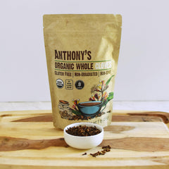 Anthony's Organic Whole Cloves jar scene illustrating non-irradiated, gluten-free spice for gluten-free recipes