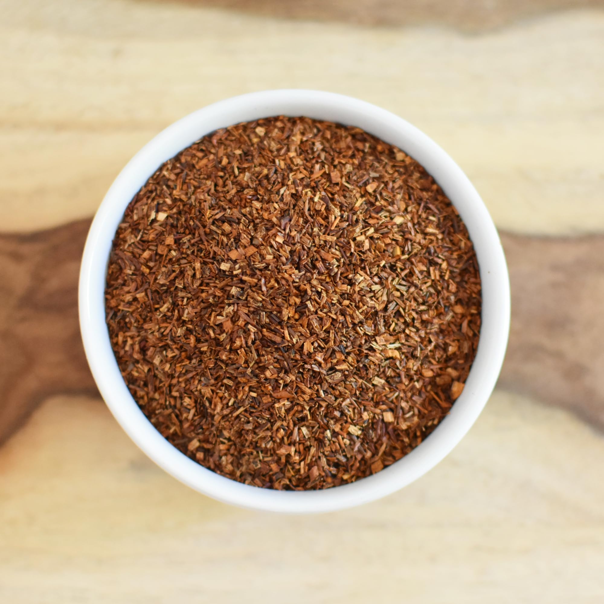 Anthony's Rooibos tea being steeped in a cup for a calming, caffeine-free moment.