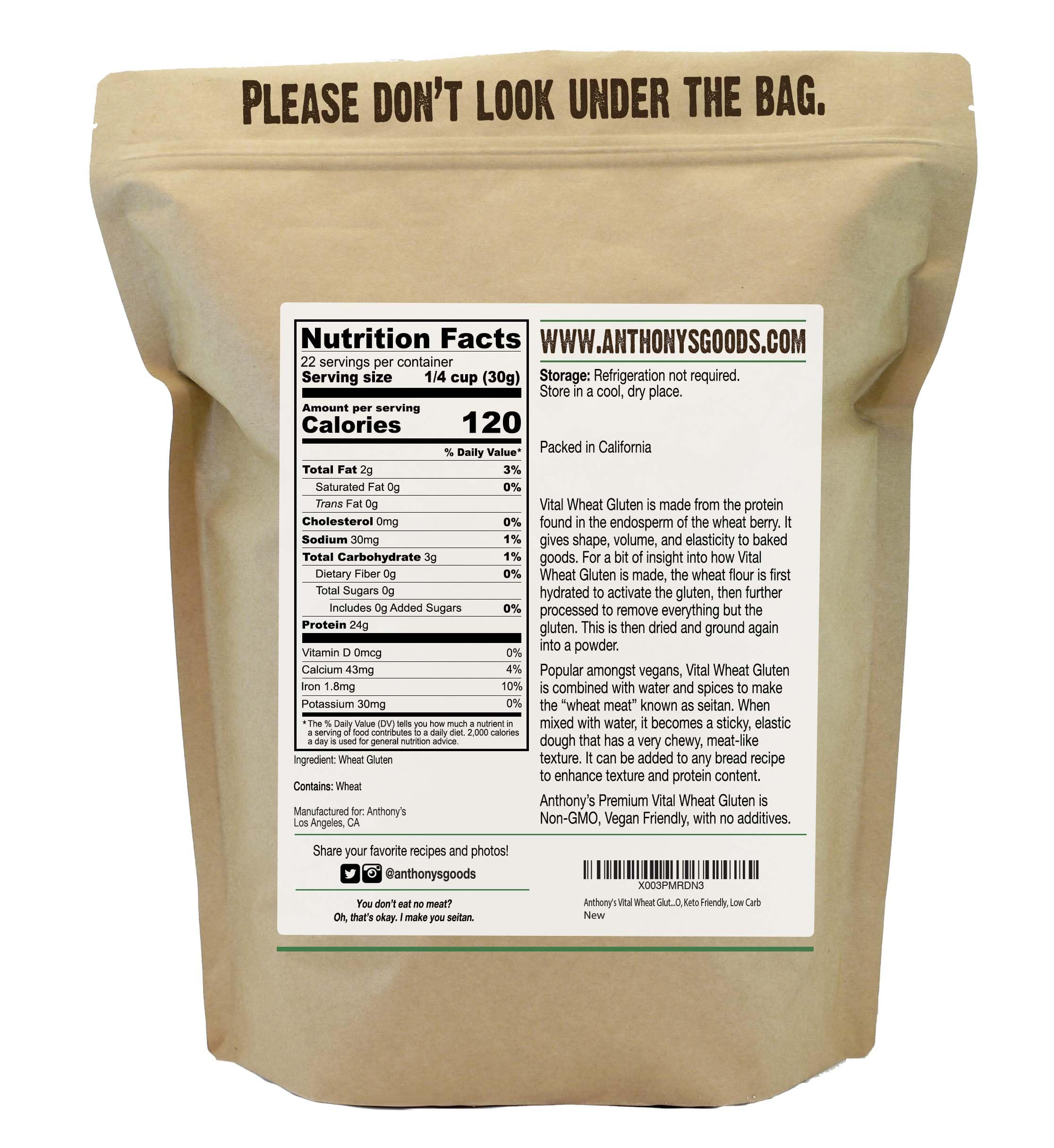 Anthony's Vital Wheat Gluten dough elasticity highlights stronger, chewier dough textures.