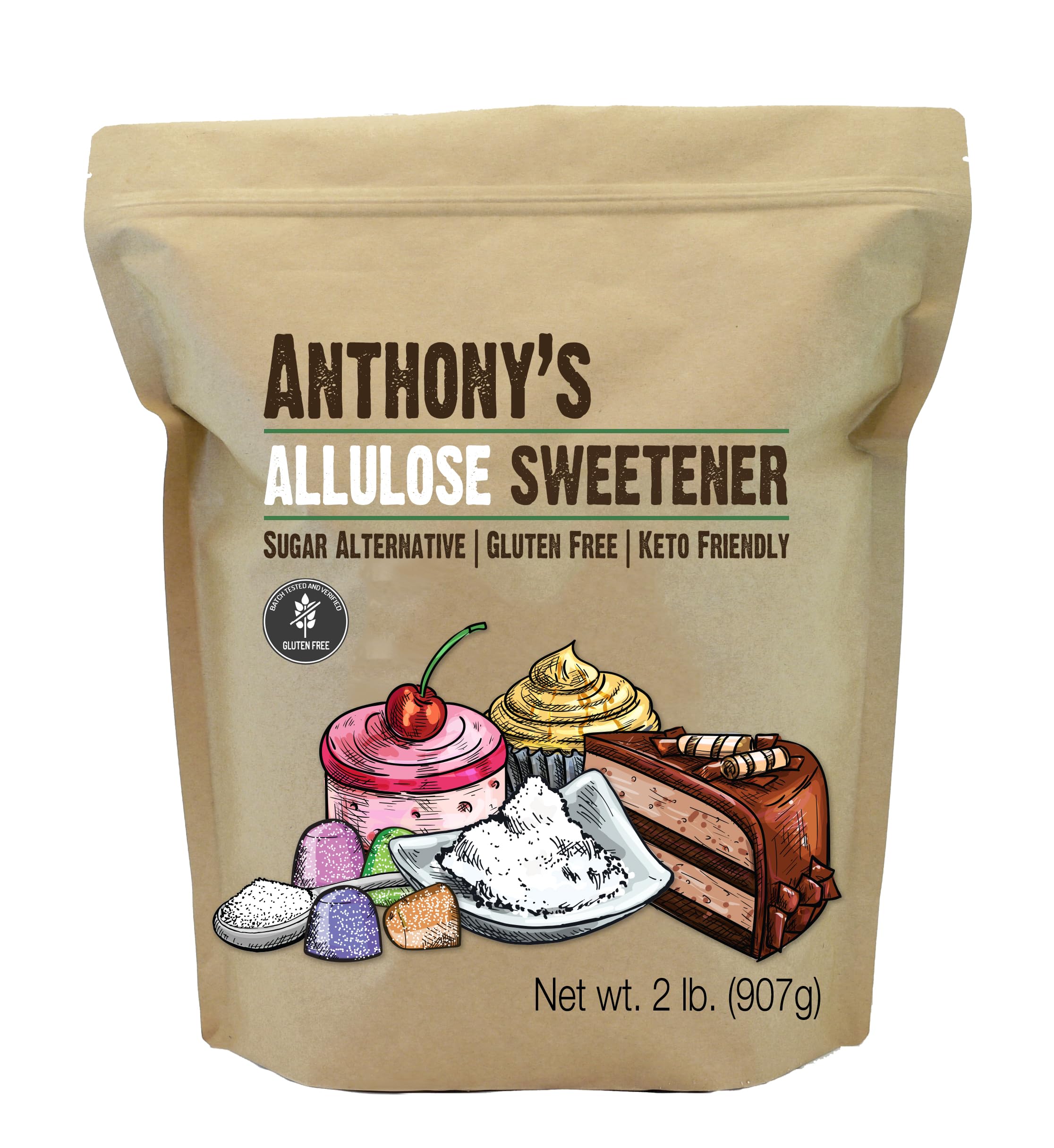 Anthony's Allulose Sweetener bottle—zero net carbs, keto-friendly sugar substitute for everyday use.