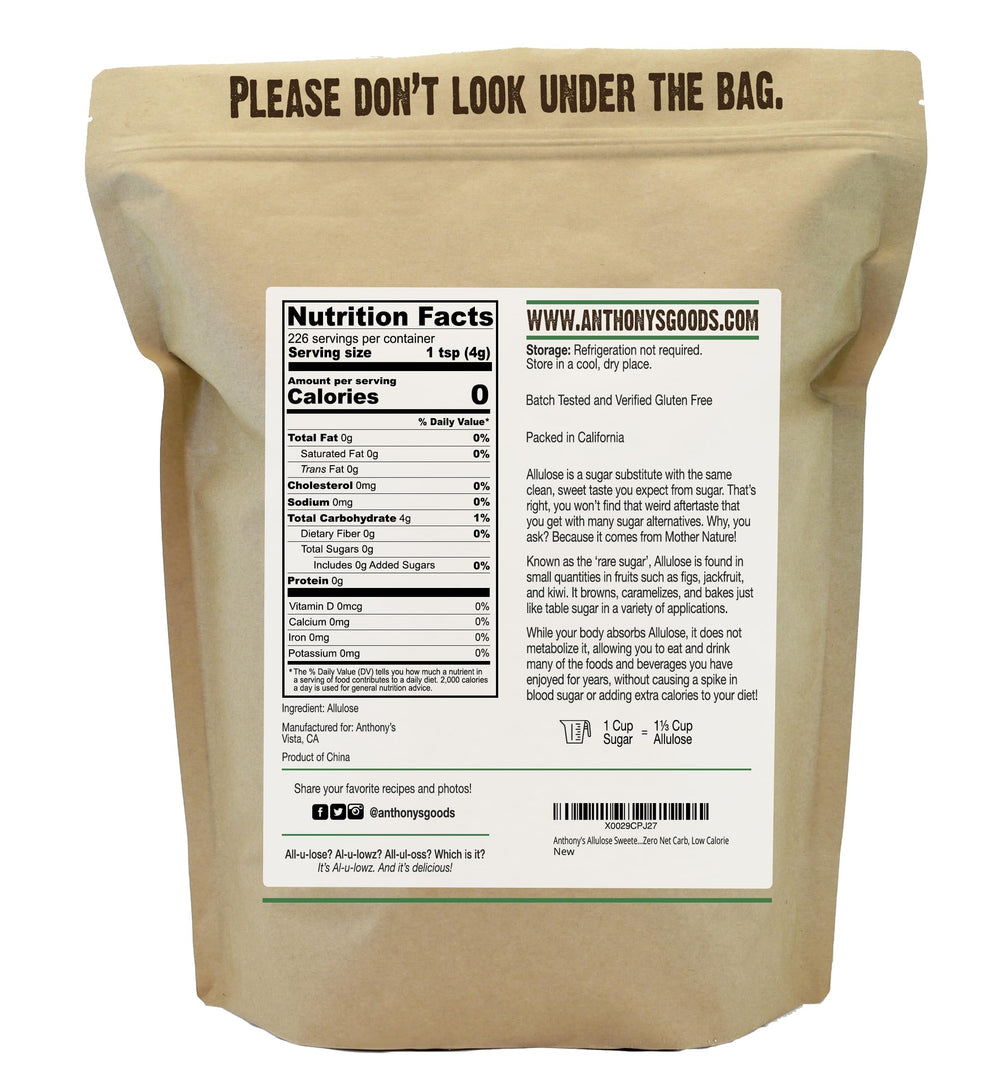 Anthony's Allulose Sweetener pour — pours like sugar for easy measuring in recipes.