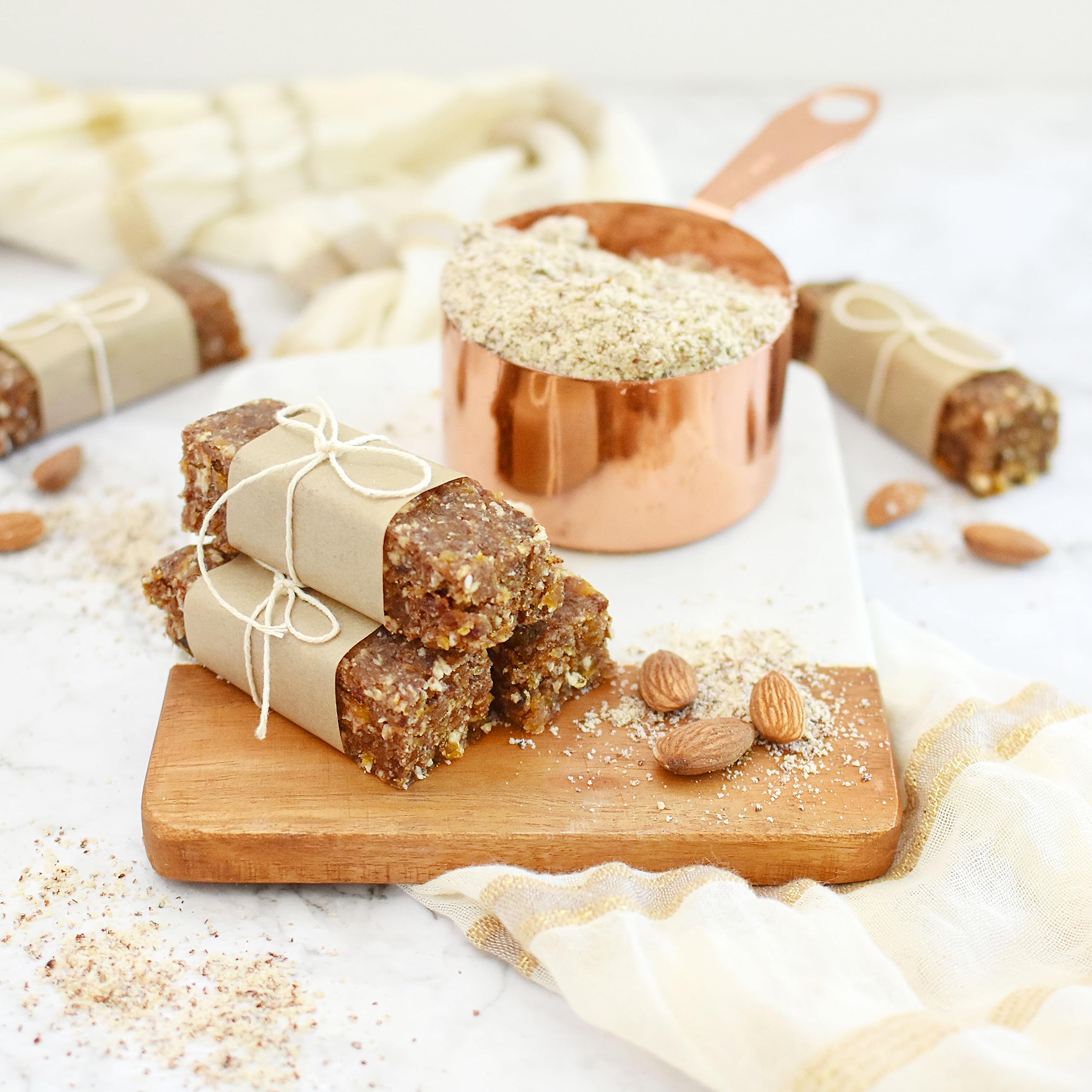 Baking dish with Anthonys Almond Meal Flour emitting a warm nutty aroma