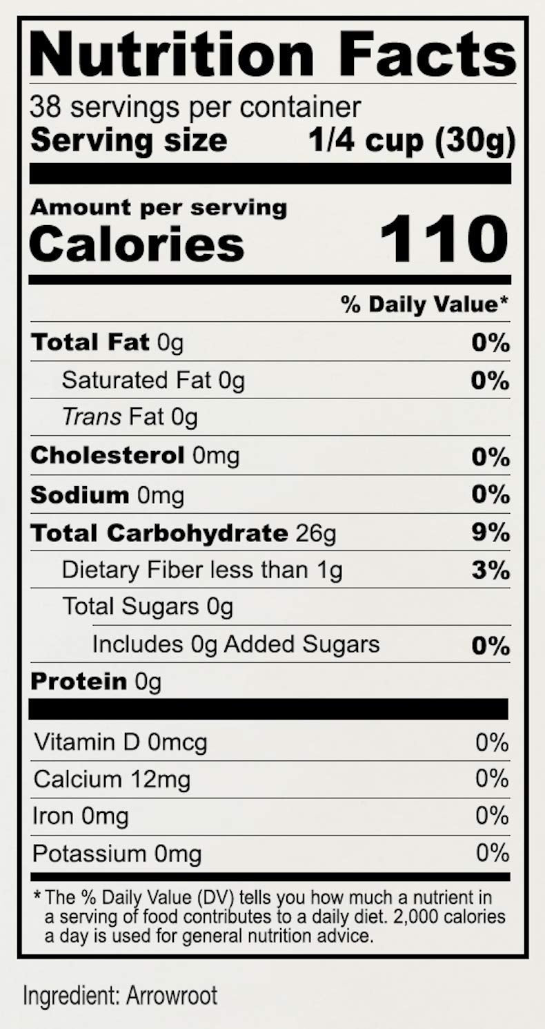 Scoop image of Anthony's Arrowroot flour powder for easy recipe measurement.