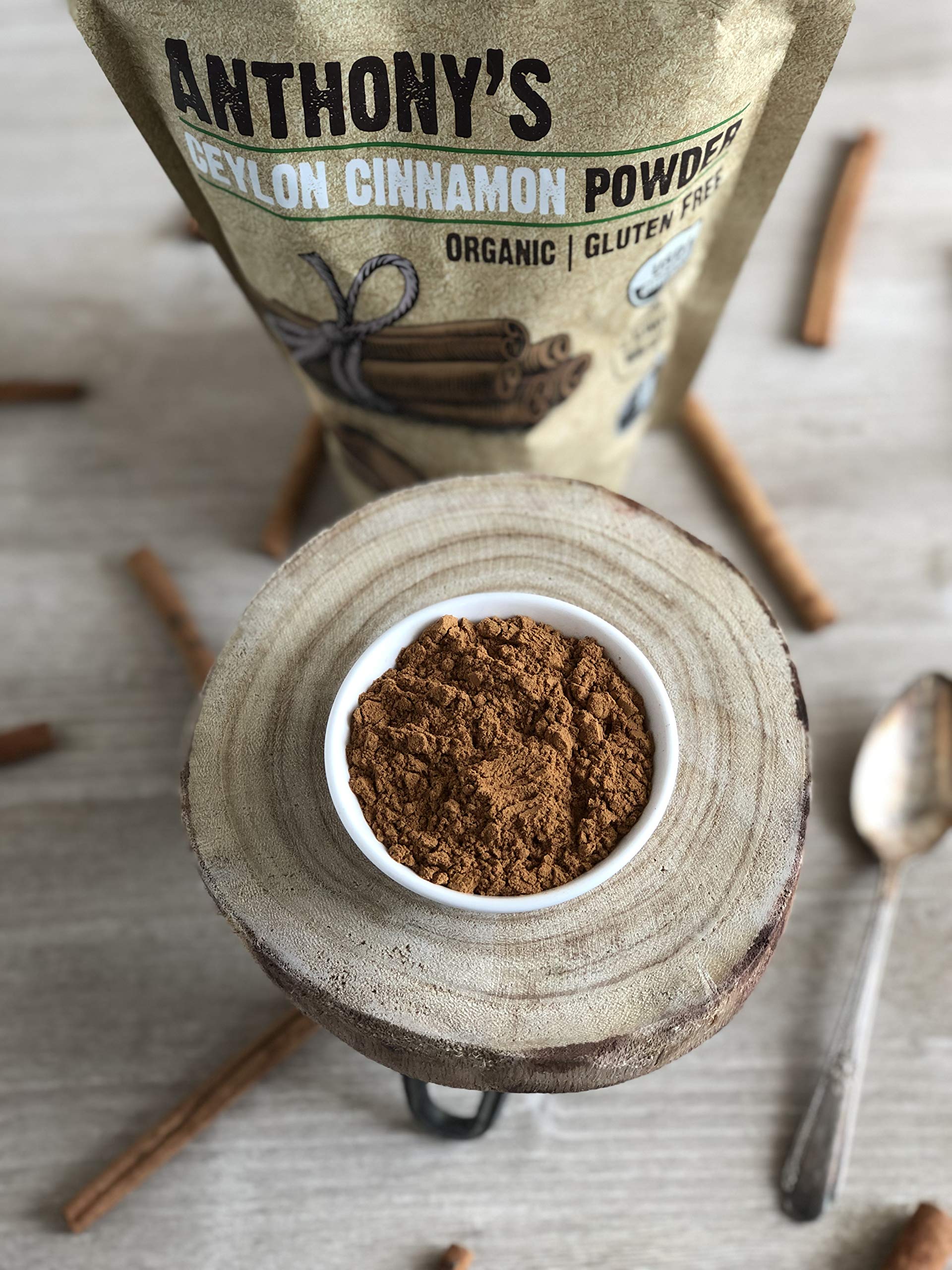 Anthony's Ceylon Cinnamon Powder sourced from India, packed in California for freshness
