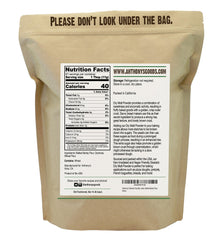 Anthony's diastatic dry malt powder bottle showing enzymatic activity for dough development.