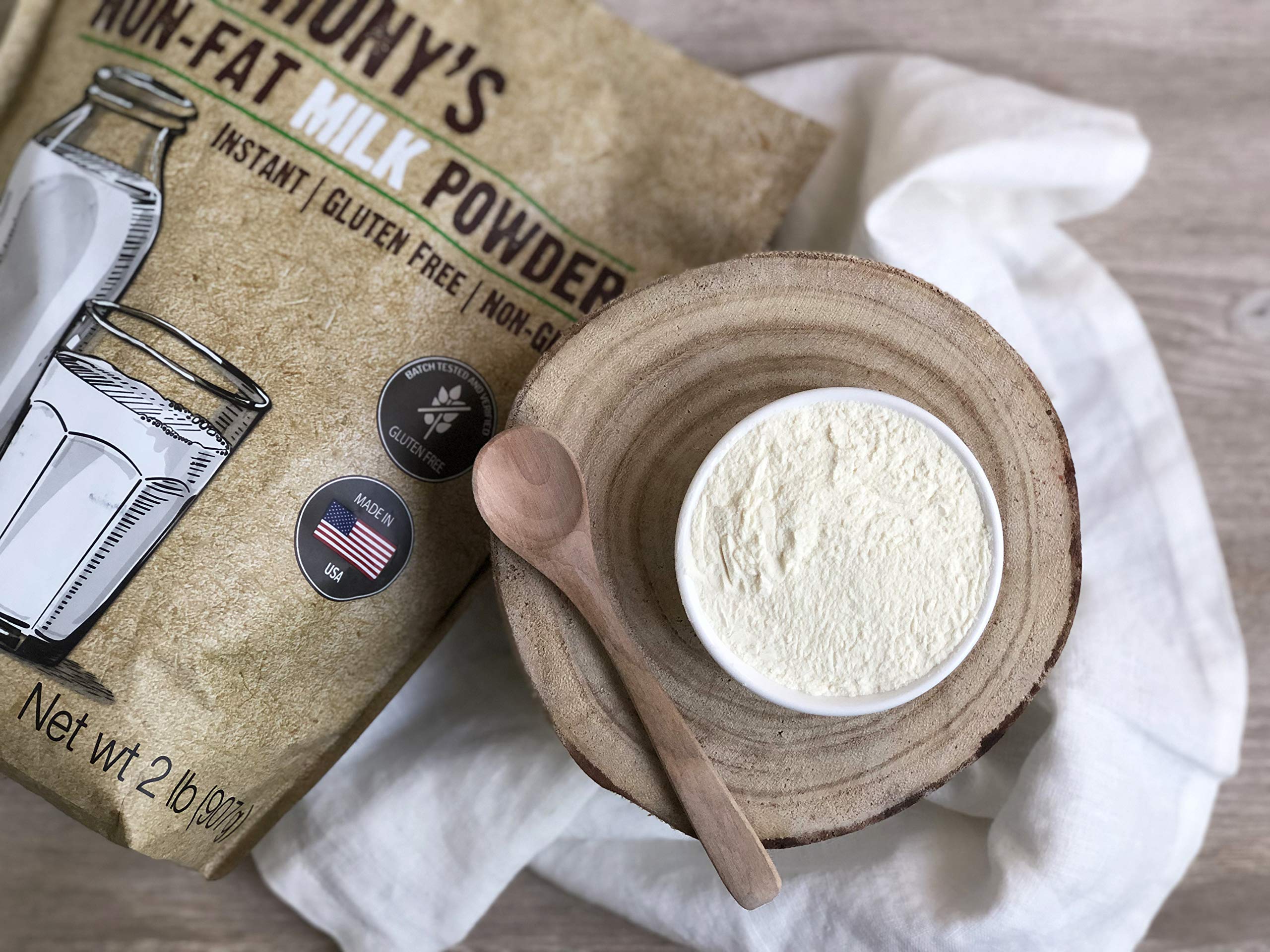 Anthony's milk powder whisked into smoothies and baked goods for versatility.