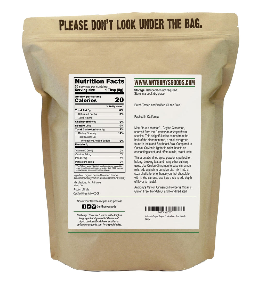 Anthony's Cinnamon Powder gluten-free option for allergy-conscious kitchens