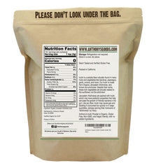 Anthony's Organic Inulin Powder label closeup highlights organic ingredients.
